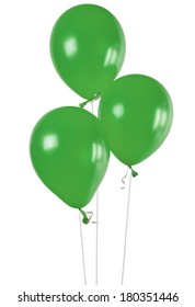 3 Green Balloons Isolated On White 