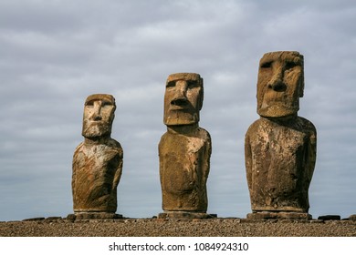 3 Head Statues, Easter Island