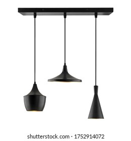 3 Light Cluster Industrial Shade Hanging Light Black Pendant Ceiling Lamp Isoladed