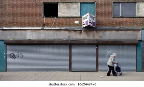 3 March 2020 - boarded up shop in Waterlooville, Hampshire UK due to rent increase and declining shopping on Britain's high streets.