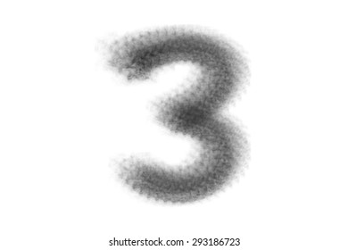 3 Number  with black and white smoke isolated on white background - Powered by Shutterstock