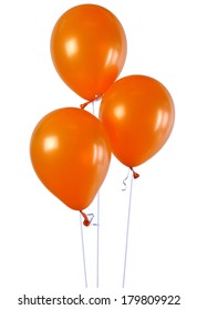 3 Orange Balloons Isolated On White 