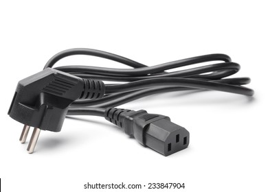 3 Pin Power Cord On White Background