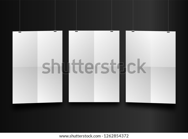 3 Poster Mockup On Black Background Stock Photo Edit Now