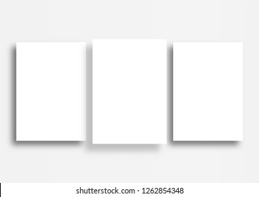 3 Poster Mockup On White Background, A3 Size