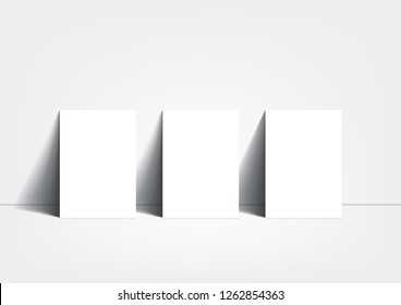 3 Poster Mockup On White Background, On Floor, A3 Size