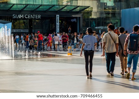 3 september 2017, crowd of people walking in square at Siam Center/Siam Paragon Bangkok Thailand