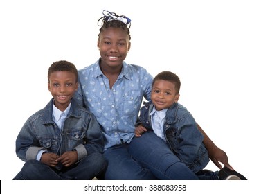 3 Siblings Isolated On White