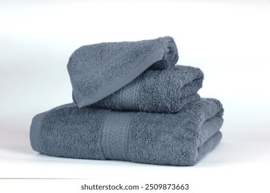 3 stack Folded towel set design fancy isolated with white background - Powered by Shutterstock