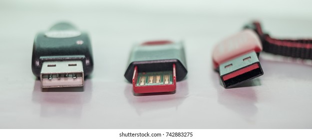 3 Usb Memory storage stick close up