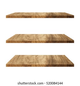 3 Wood Shelves Table isolated on white background