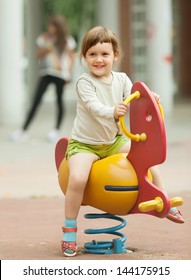 3 Years Baby Girl  Playing In Playground Area