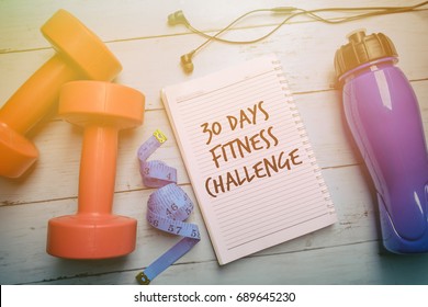 30 Days Fitness Challenge Message, Health Concept