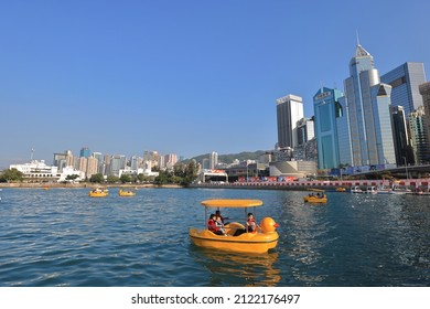 30 Dec 2021 the the pedal boat on Island North promenade, Wan Chai, hk