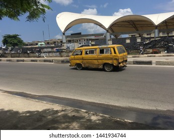 30 June 2019, Lagos Nigeria: Commercial Danfo Bus On Lagos Road In Nigeria.