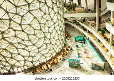 30 November 2018: Shanghai, China - Natural History Museum Interior, The Entrance Hall Or Lobby, With Its Glass Wall.