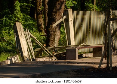 30.05.2018. RIGA, LATVIA. Place, where Latvian lawyer Martins Bunkus was shot dead by  unknown assailants on Wednesday morning. - Shutterstock ID 1101486659