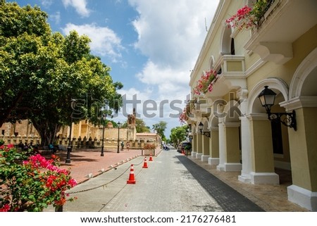 30.06.2022 SANTO DOMINGO, DOMINICAN REPUBLIC El Conde street and famous Calle Las Damas. Colonial Zone of Santo Domingo, UNESCO World heritage.