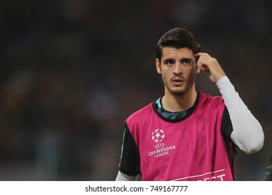 30.10.2017 Rome, Italy, Olimpic Stadium: Alvaro Morata Training Before  The Match Between As Roma Vs FC Chelsea In Olimpic Stadium In Rome.