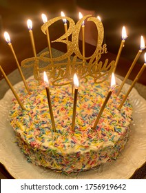 30th Birthday Cake With Lit Candles