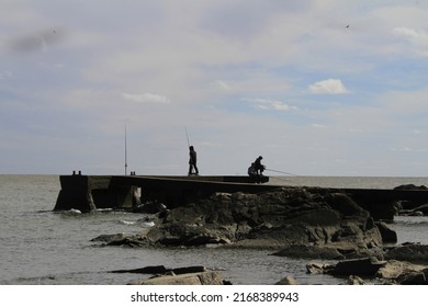 3-10-2013: Montevideo, Uruguay: People Fishing In Montevideo Uruguay