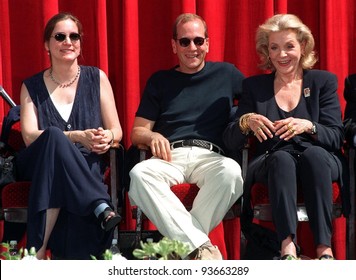 31JUL97:  Actress LAUREN BACALL (right) with children STEPHEN & LESLIE BOGART at unveilling ceremony in Hollywood for new US postage stamp honoring actor Humphrey Bogart.
