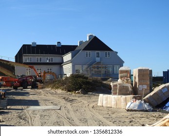 31st Of March 2018 -  Scene From The Danish North Sea Coast With View To A Beach Hotel Under Construction, Svinkloev, Denmark