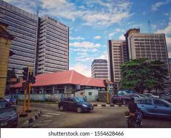 31st October, 2019 Lagos Island, Lagos, Nigeria: Lagos Island buildings, skyline, Seaview, skyscrapers, bridge and street view. 