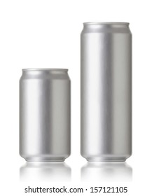 330 And 500 Ml. Aluminum Cans, Realistic Photo Image. Blank Can With Copy Space, Ideal For Beer, Lager, Alcohol, Soft Drink, Soda, Lemonade, Cola, Energy Drink, Juice, Water Etc.  