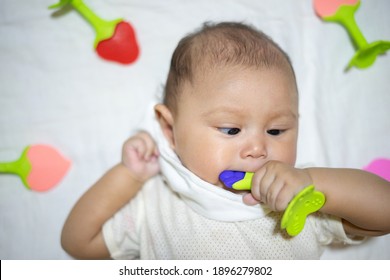 3-4 Month Old Baby Playing With Chew Toy, 3-4 Month Old Baby Gir