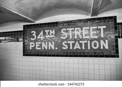 34th street - Penn Station subway sign in New York City.