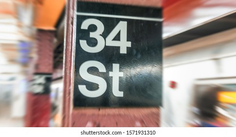 34th Street Sign In New York CIty Subway