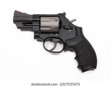A .357 caliber revolver on white paper.