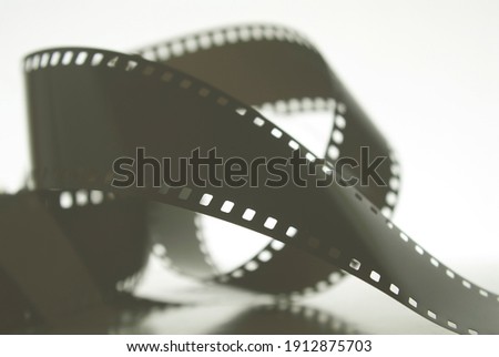 35mm negative film roll in blur. Photographic film.