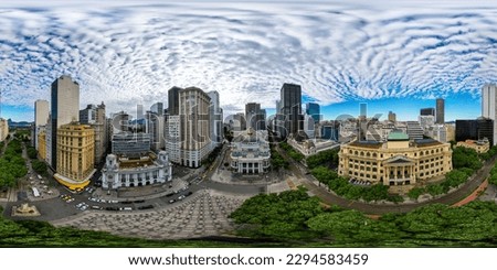 360 Degree Panorama of Rio de Janeiro City Downtown With Famous Buildings