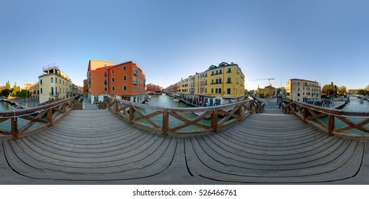 A 360 Degrees (spherical) View Of A Bridge With A Canal In Venice. 
This Spherical Images Are Realized In A Very High Resolution, With DSLR Cameras.

