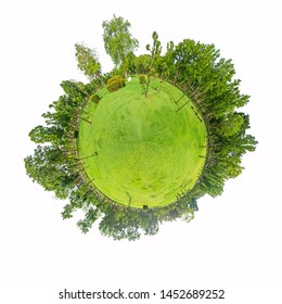 360 Panorama Of Public Park With Clipping Path Inside / Circle Panorama Of Public Park 