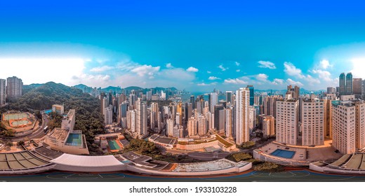 360 Panorama View Of Hong Kong City In Sky