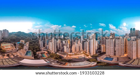360 panorama view of Hong Kong City in Sky