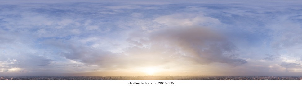 360 Seamless Dramatic Sunset Sky Panorama in Spherical (Equirectangular) for 360 virtual tour