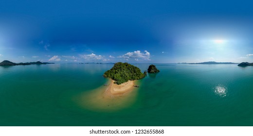 360 Seamless Panorama Of A Beautiful, Tiny Tropical Island And Beach