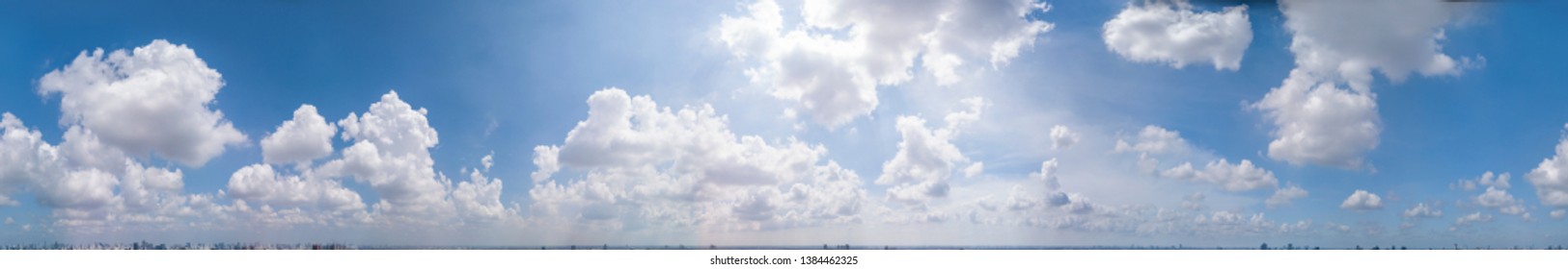 360 Seamless Sunny Sky with Cloud Panorama in Spherical (Equirectangular) format - Bangkok Thailand
