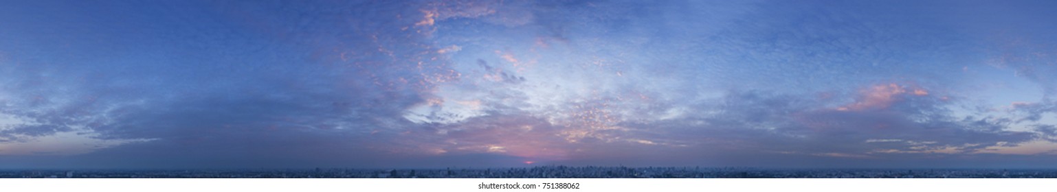 360 seamless sunset sky panorama in Spherical (Equirectangular) format, Bangkok - THAILAND