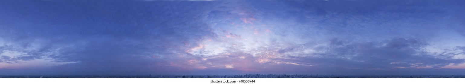 360 seamless twilight sky panorama in Spherical (Equirectangular) format, Bangkok THAILAND
