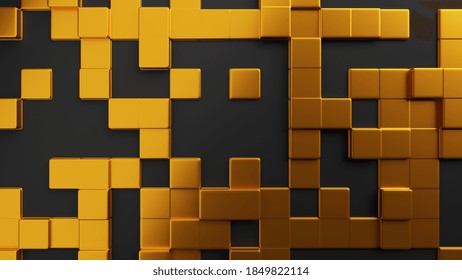 3d abstract geometric black background with golden cubes - Shutterstock ID 1849822114