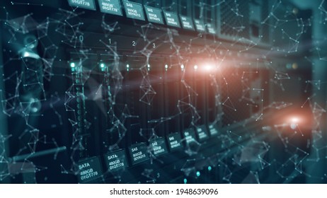 3D Abstract technology and engineering server equipment background