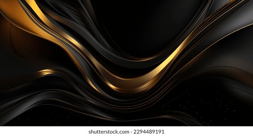 3D abstract wallpaper. Three-dimensional dark golden and black background. golden wallpaper. Black and gold background - Shutterstock ID 2294489191