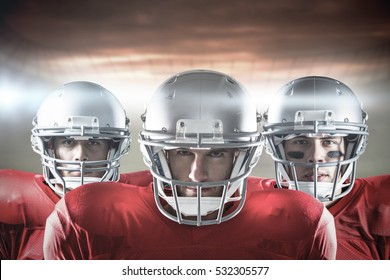 3D American Football Team Against Rugby Pitch