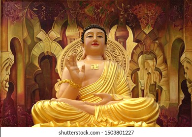3D artwork of Buddha giving blessings- Artwork painting wallpaper - Shutterstock ID 1503801227
