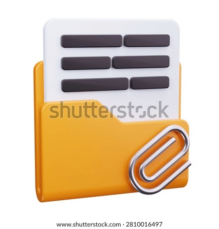 3D Attachment Document Folder Paperclip Icon